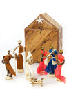 Banana Fiber Single Door Stable Nativity with Colorful Sisal