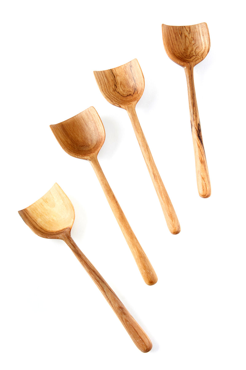 Set of 4 Kenyan Wild Olive Wood Serving Shovel Spoons Default Title