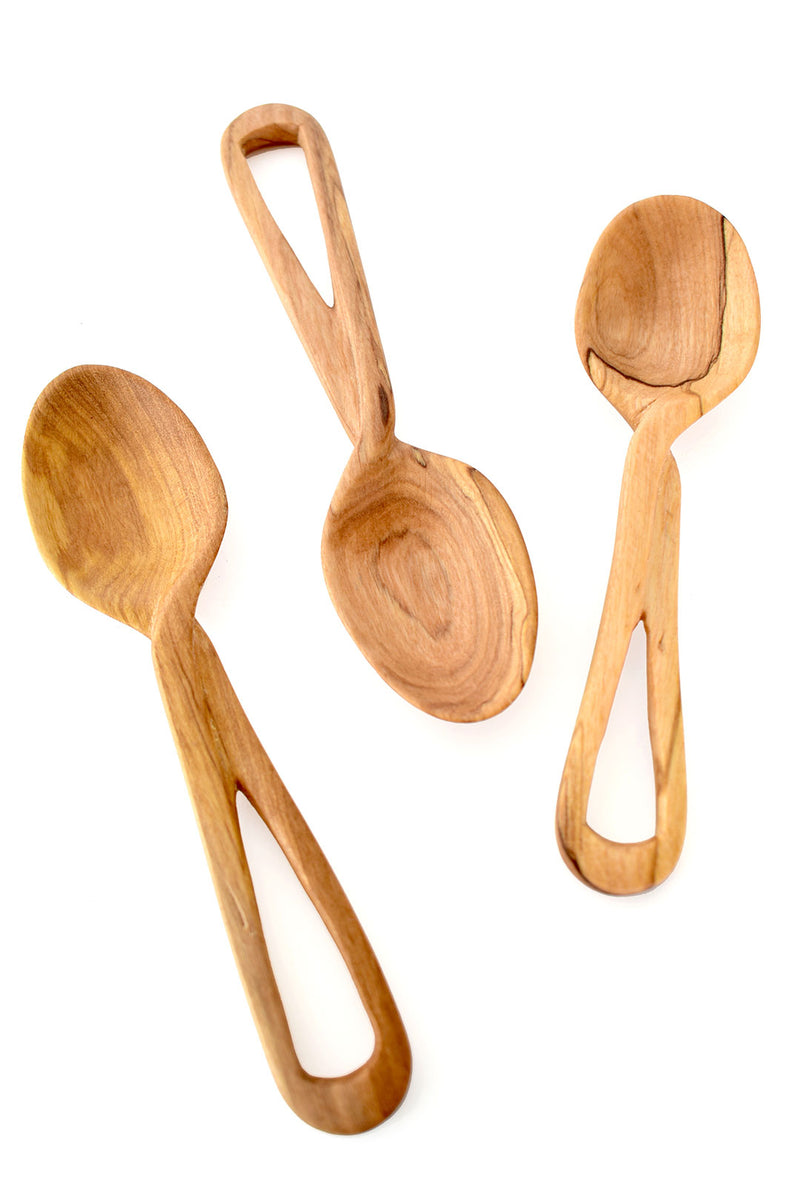 Kenyan Wild Olive Wood Loop Handle Spoon
