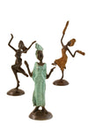 Burkina Faso Bronze Miniature Celebrating Lady Sculpture
