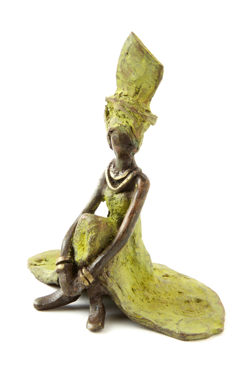 <i>Graciously Waiting</i> Burkina Bronze Sculpture