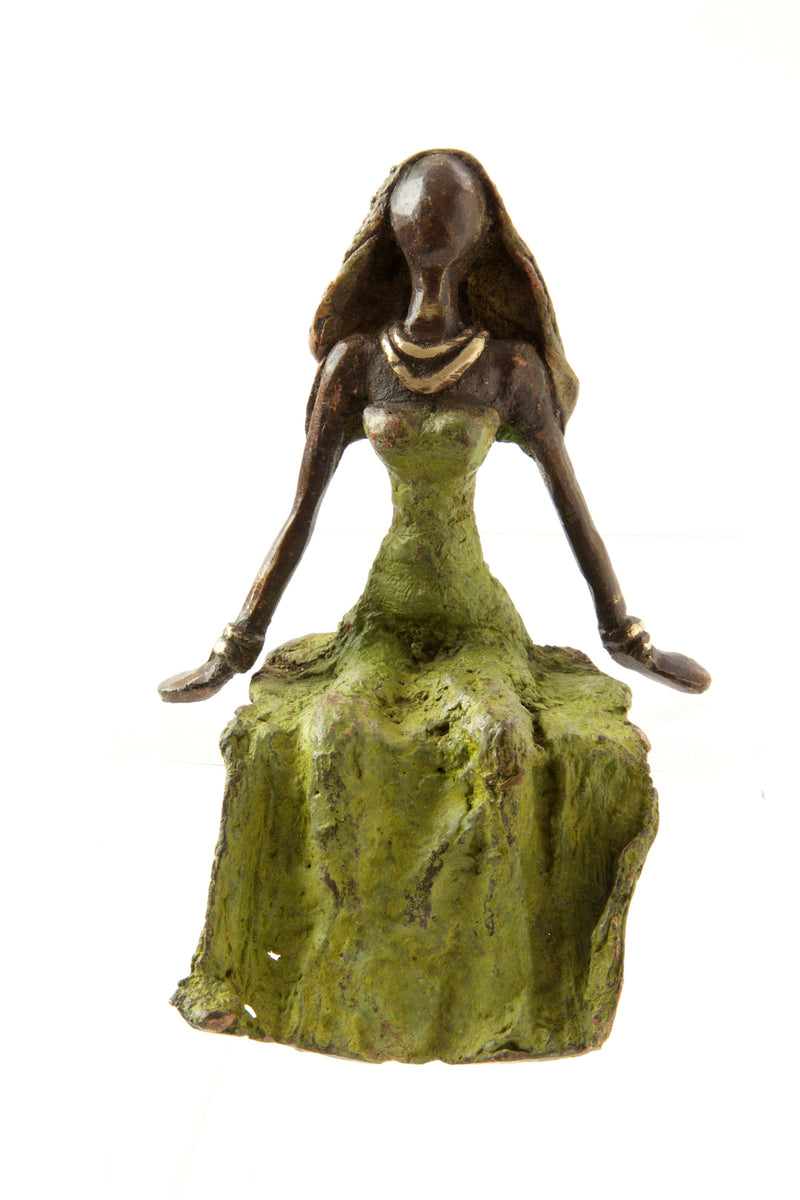 <i>Seated Beauty</i> Burkina Bronze Sculpture