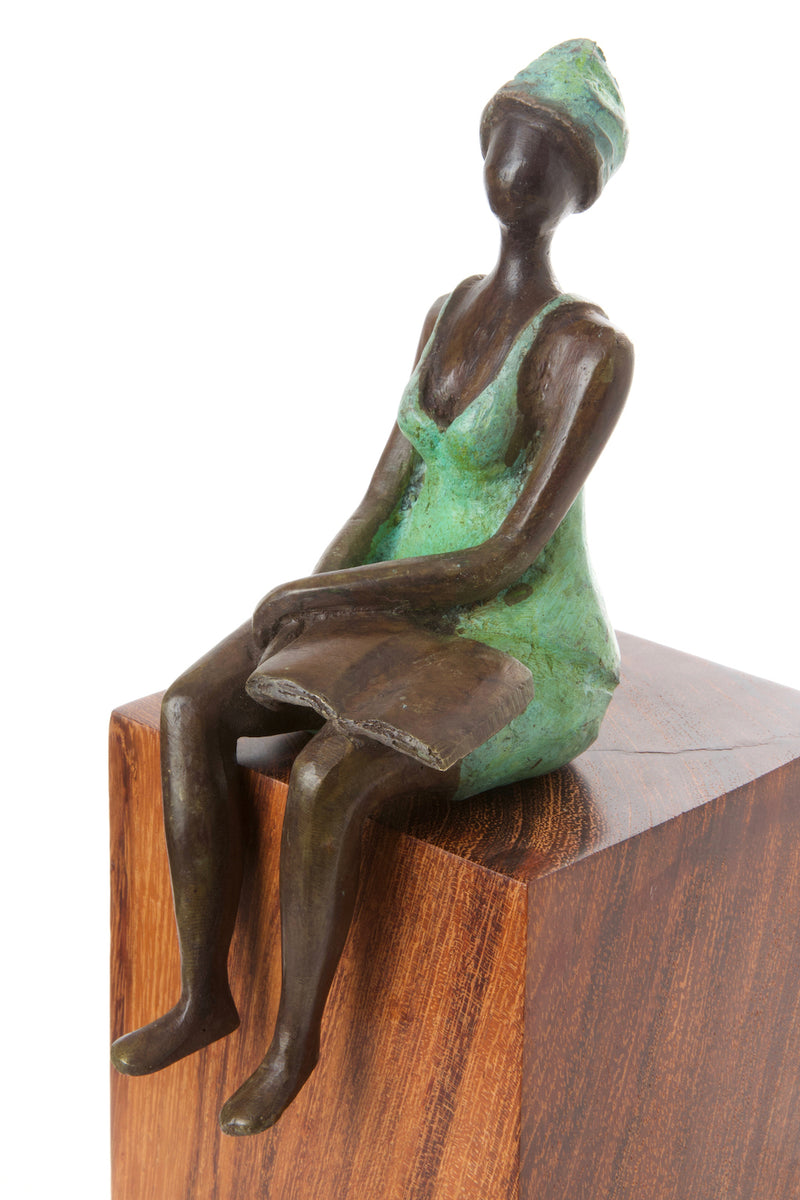 <i>Seaside Scholar</i> Burkina Bronze Sculpture