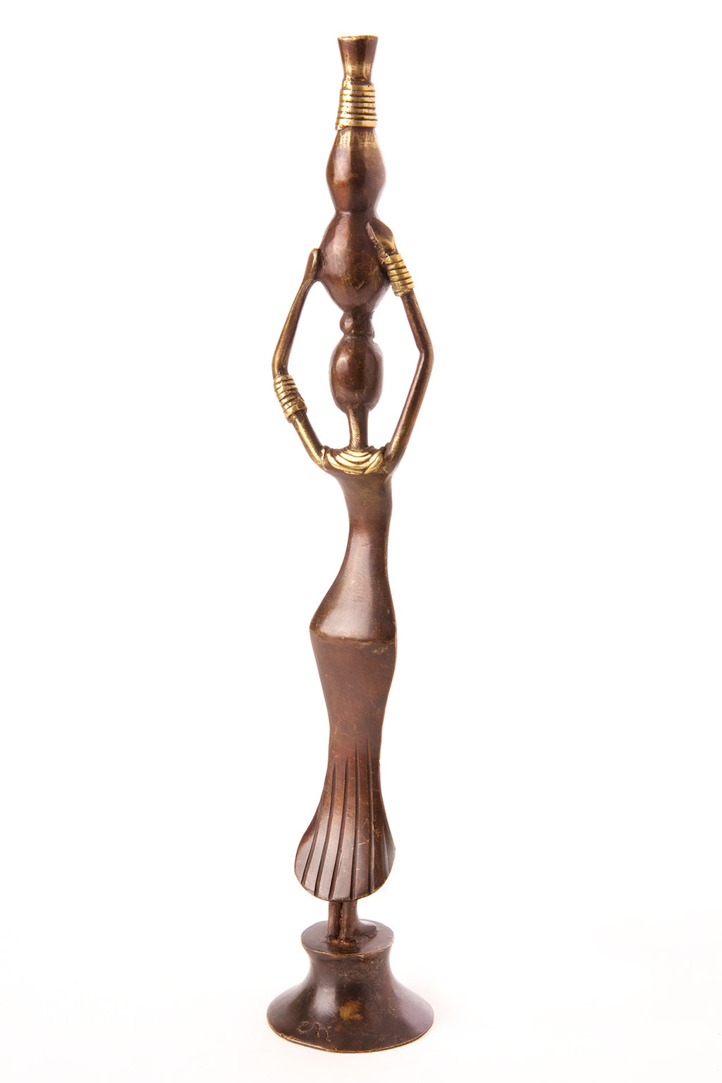 Burkina Bronze Noble by Nature Woman with a Water Gourd Sculpture