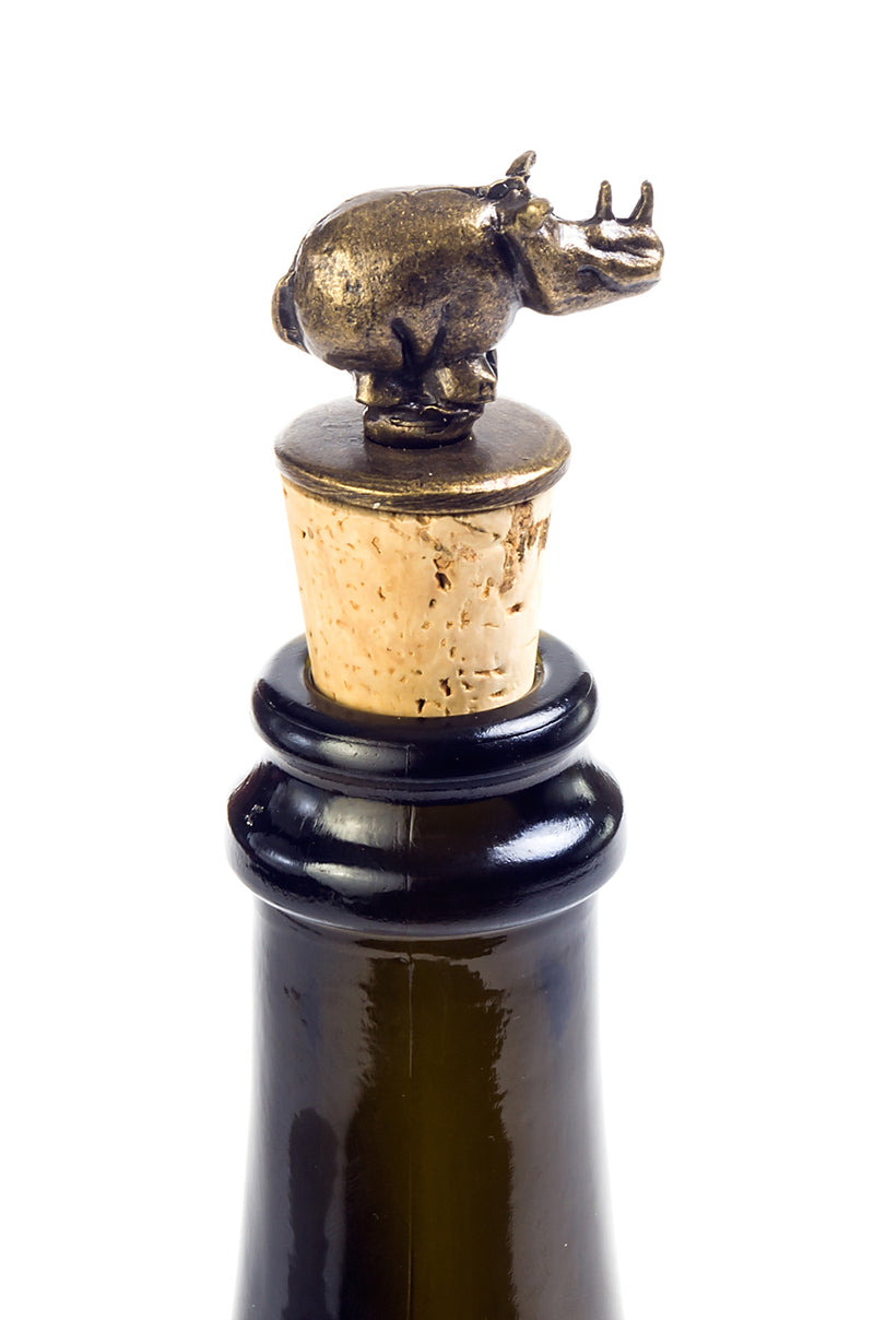 South African Brass Rhino Wine Bottle Stopper Default Title