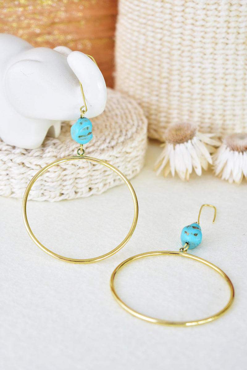 House of Cindimini Brass and Turquoise Daydreamer Earrings