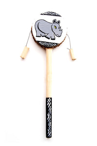 Small Kenyan Safari Rhino and Zebra Spin Drum
