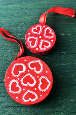 Red Drum Ornaments with Hearts