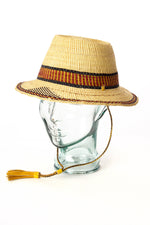 Ghanaian Short Brimmed Straw Hat with Strap