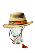 Ghanaian Short Brimmed Straw Hat with Strap