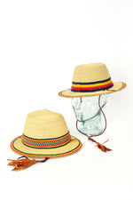 Ghanaian Short Brimmed Straw Hat with Strap