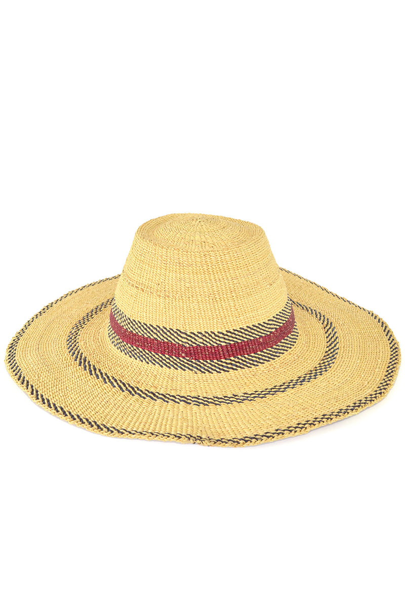 Ghanaian Straw Sun Hat (No Strap) - Assorted Colors & Designs