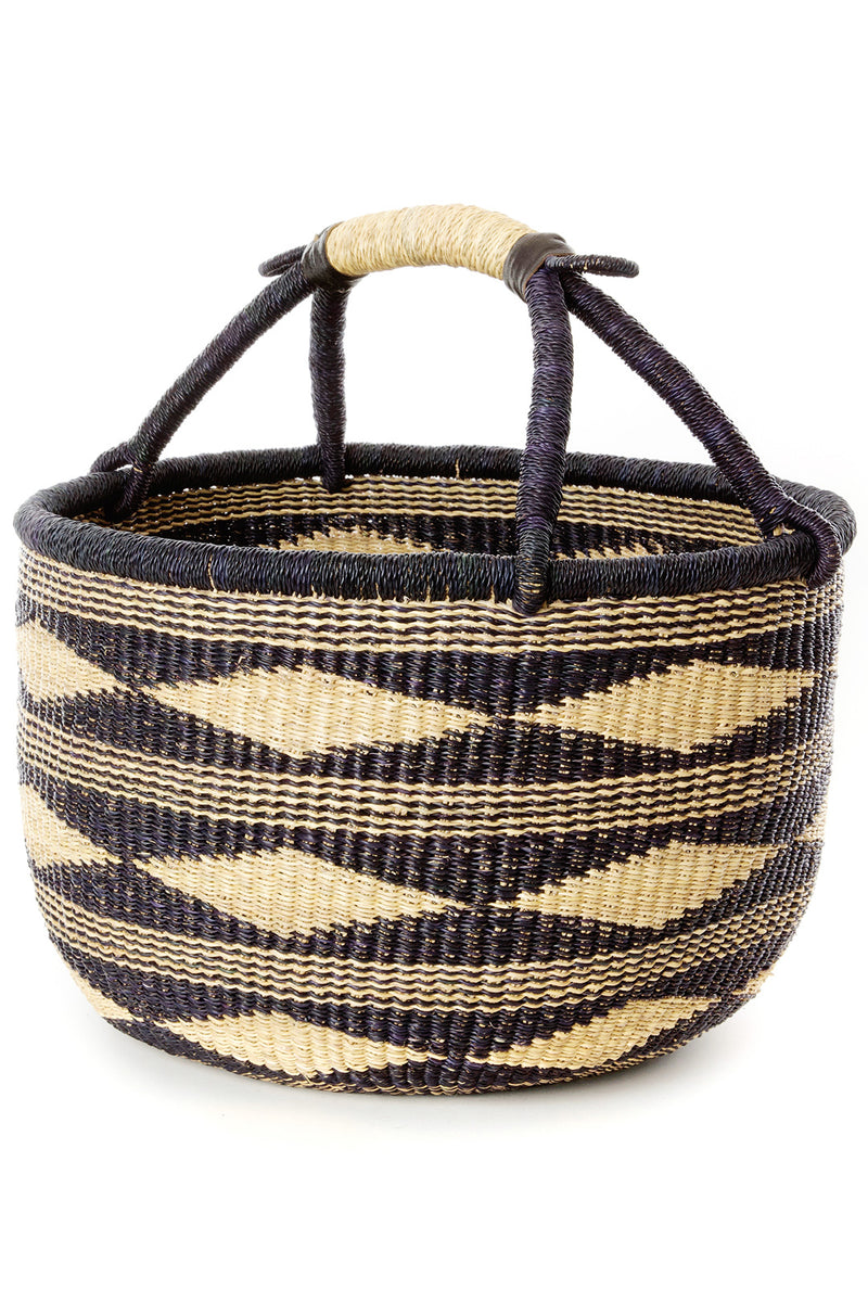 Midnight Diamond Handwoven Decorative Bolga Basket Default Title