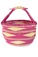 Magenta Diamond Handwoven Decorative Bolga Basket