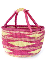 Magenta Diamond Handwoven Decorative Bolga Basket