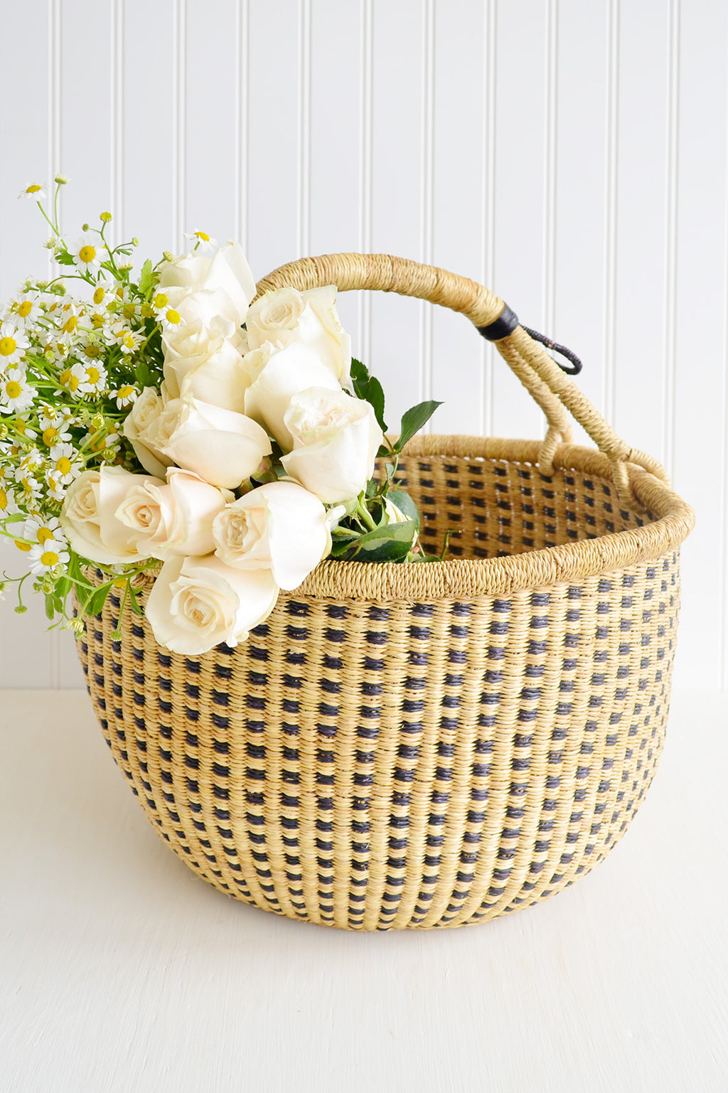 Midnight and Natural Checkered Bolga Basket