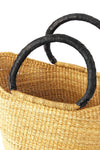Natural Ghanaian Wing Shopper with Black Leather Handles Black Handles with Black Braid