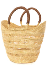Natural Ghanaian Lacework Wing Shopper with Brown Leather Handles Default Title