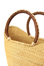 Natural Ghanaian Wing Shopper with Braided Brown Leather Handles Default Title