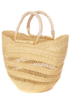 Natural Ghanaian Lacework Wing Shopper with Dye-Free Leather Handles