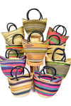 Ghanaian Wing Shopper with Leather Handles in Assorted Designs