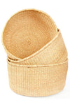 Set of Three Natural Woven Grass Floor Baskets