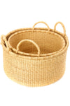 Set of Two Natural Woven Grass Floor Baskets Default Title