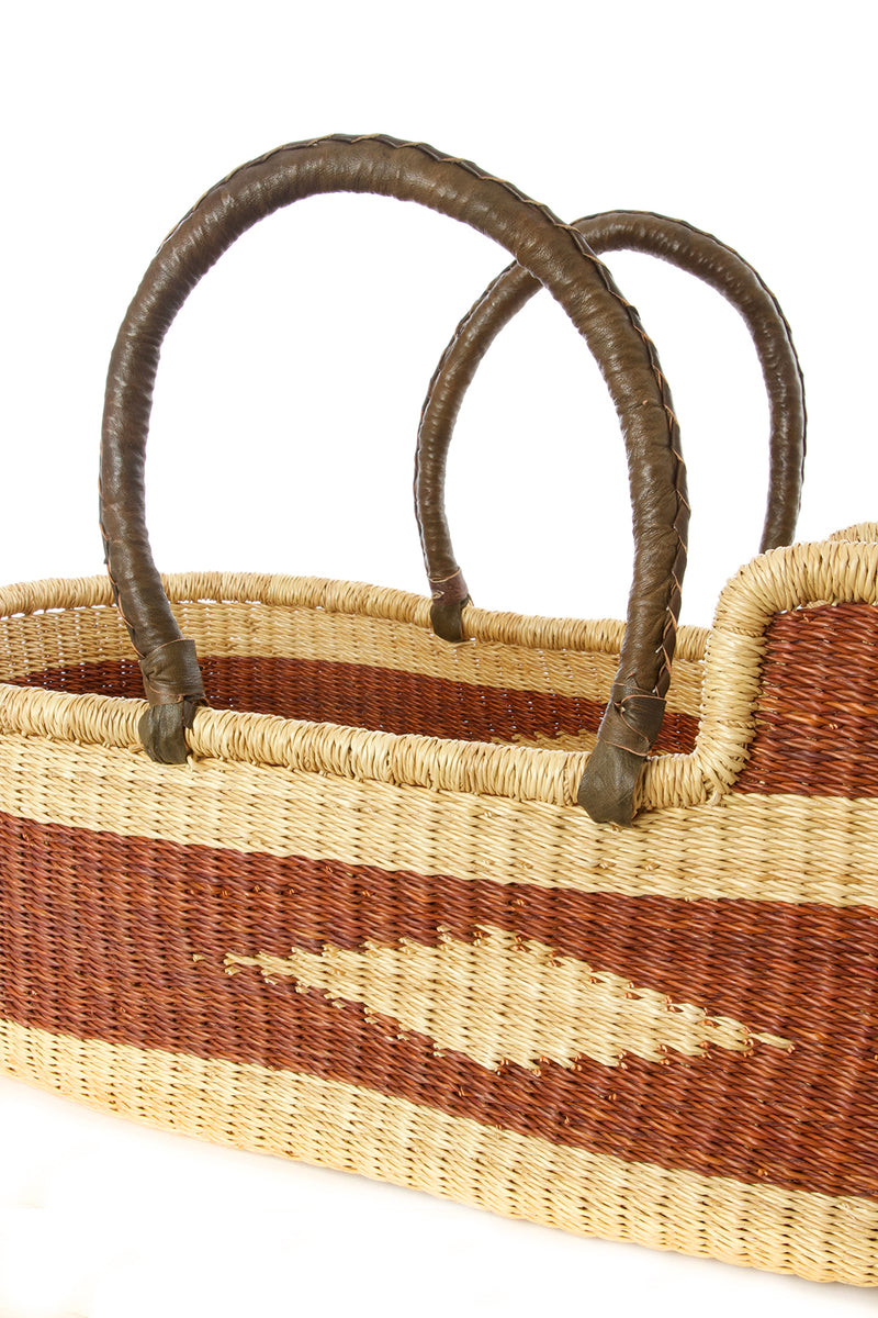 Brown Diamond Moses Basket with Leather Handles Default Title
