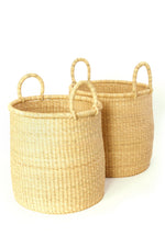 Set of Two All Natural Elephant Grass Baskets