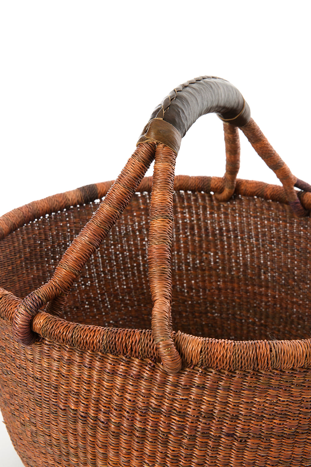 Gingerbread Bolga Basket with Leather Handles Default Title