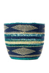 Lace Weave Teal and Dark Blue Woven Bin