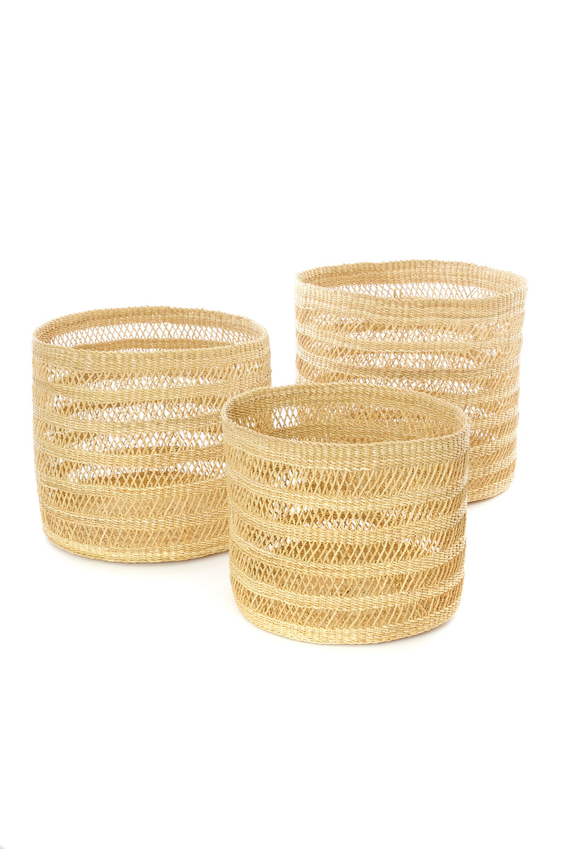 Set of Three Veta Vera Lace Weave Basket Bins Default Title