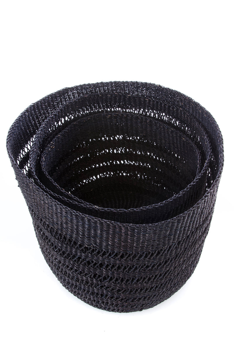 Set of Three Raven Veta Vera Lace Weave Basket Bins Default Title