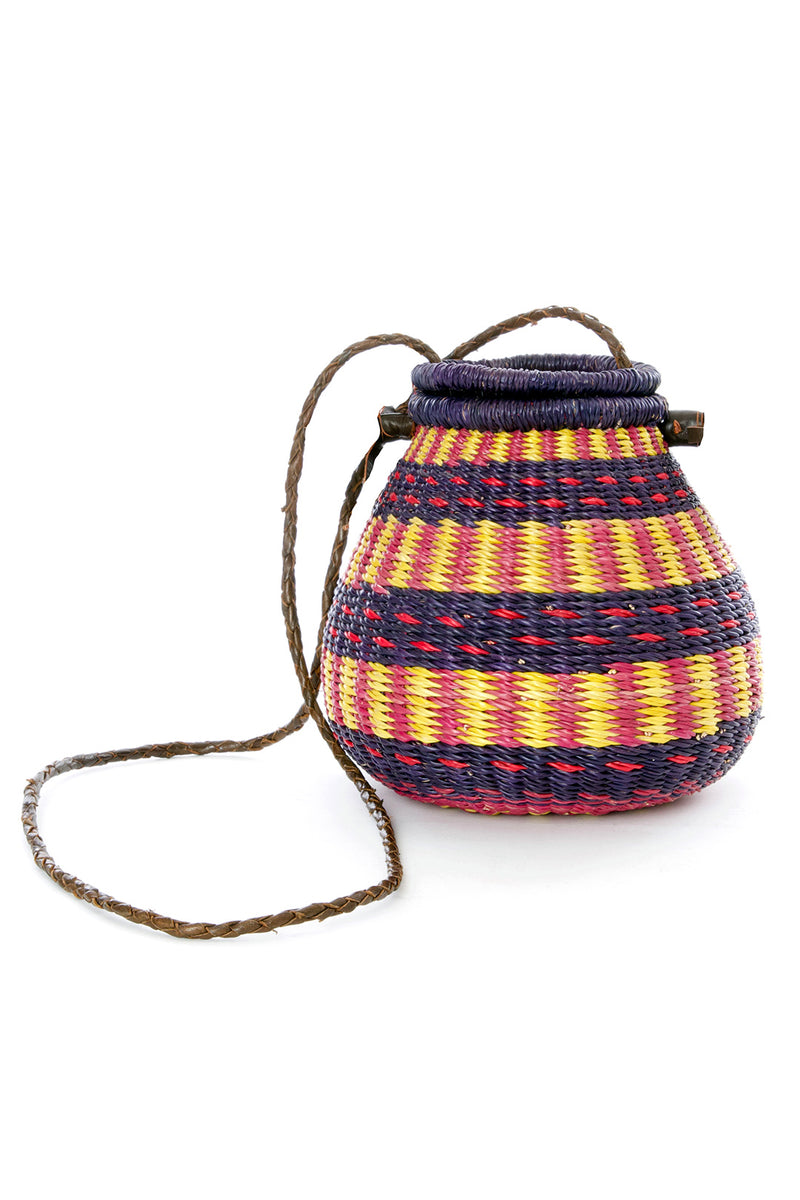 Ghanaian Lidded Basket Purse in Assorted Colors