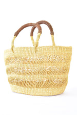 Lace Weave Short Shopper with Leather Handles from Ghana