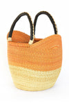Pumpkin Color Block Wing Shopper with Braided Leather Handles