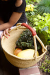 Basic Bolga Farmer's Market Shopper Basket with Brown Leather Handles Default Title