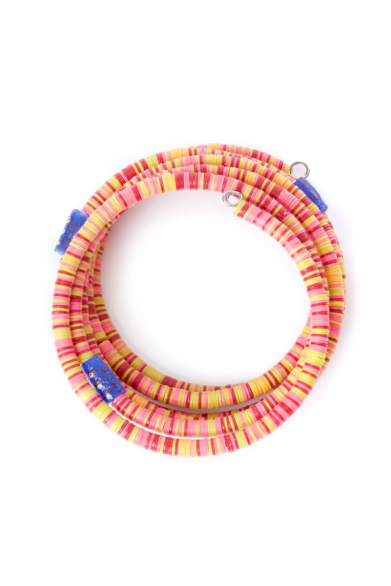 Ghanaian Citrus Splash Phono Disc Coil Bracelet