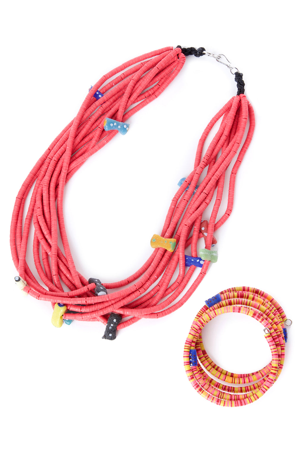 Ghanaian Citrus Splash Phono Disc Coil Bracelet