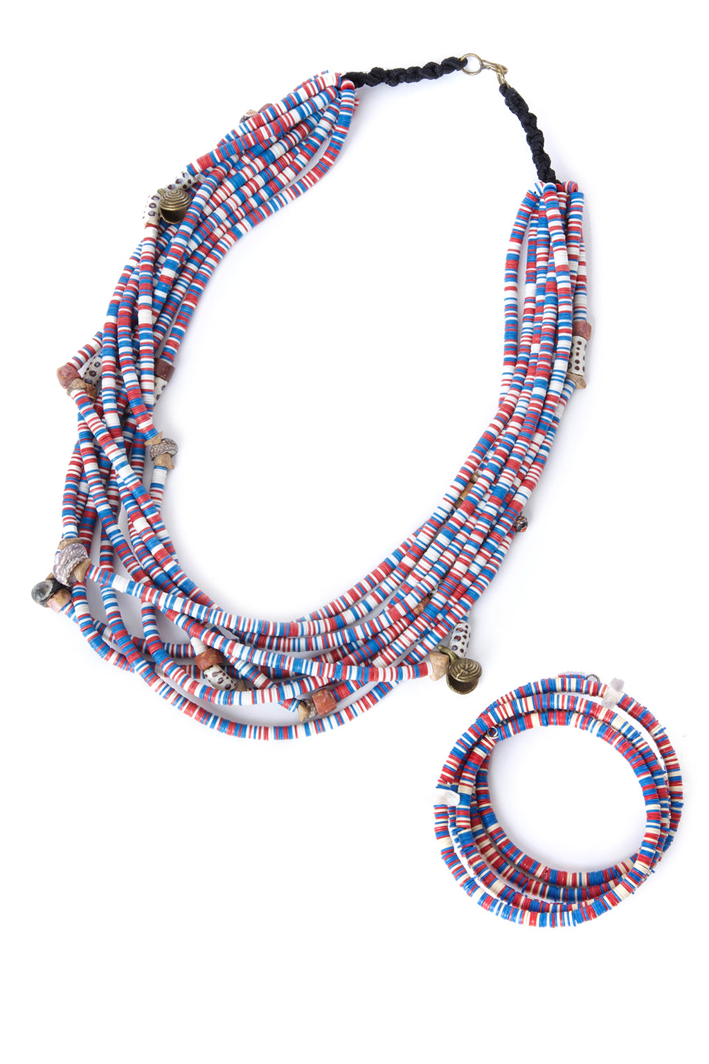 Red, White & Blue Phono Disc Coil Bracelet