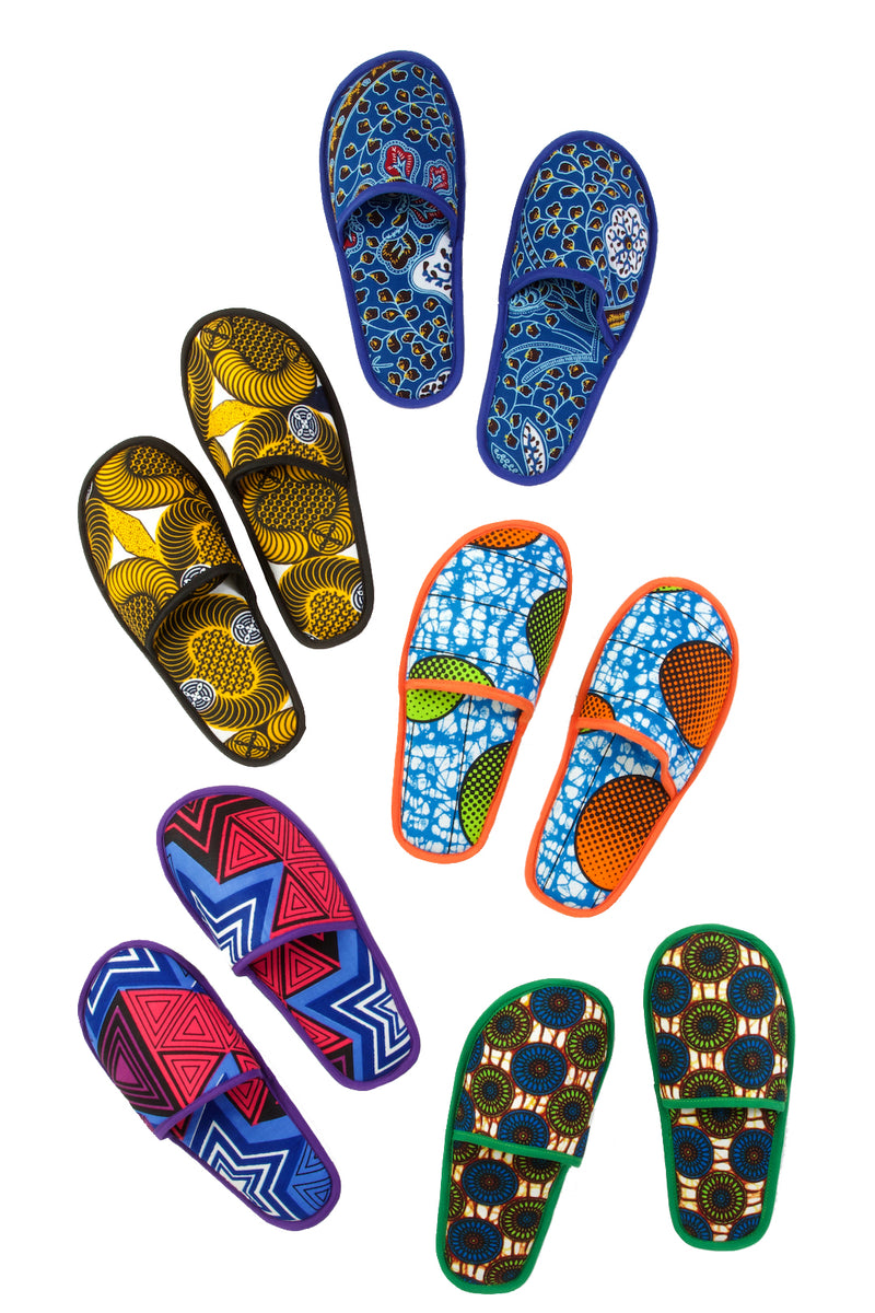 Large Assorted Ankara Cloth House Slippers from Ghana