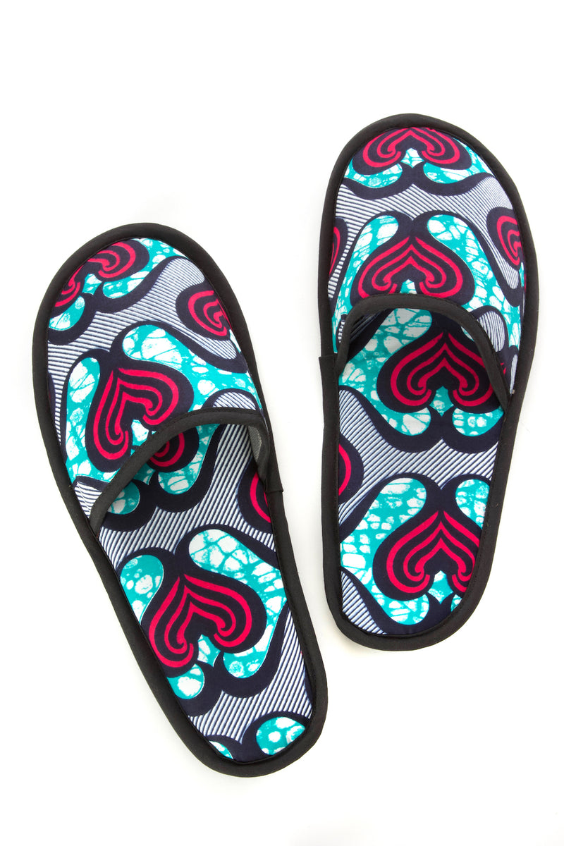 Extra Large Assorted Ankara Cloth House Slippers from Ghana