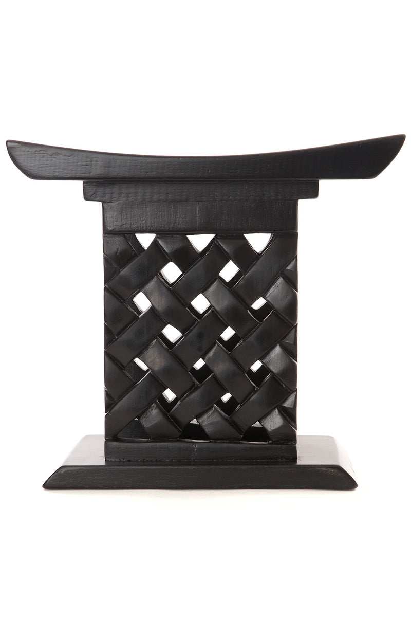 Black Cedrela Wood Mesh Stool from Ghana