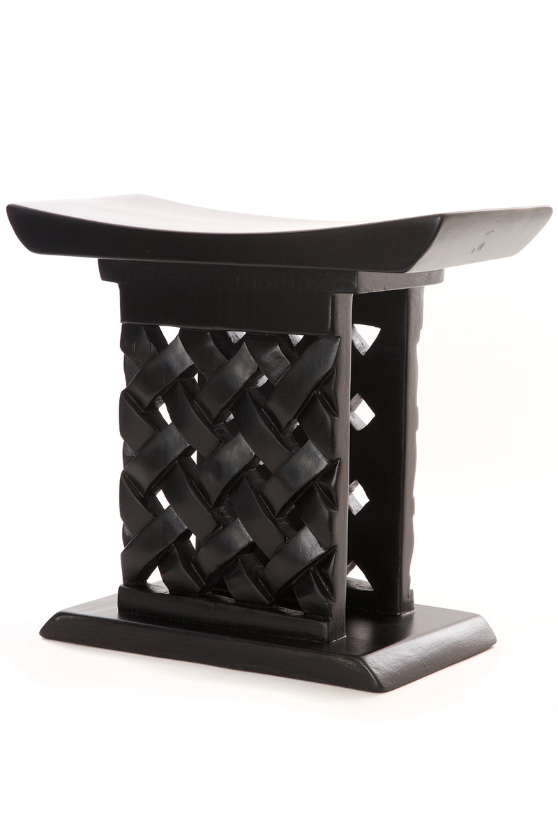 Black Cedrela Wood Mesh Stool from Ghana