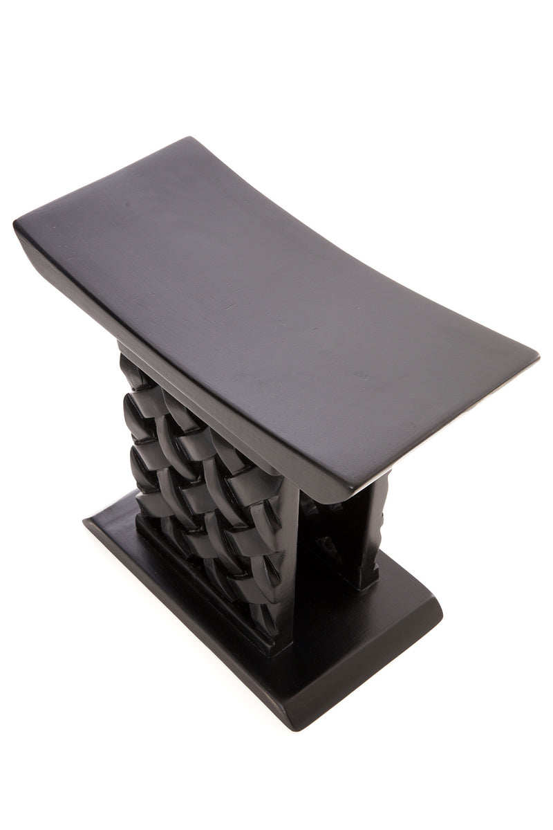 Black Cedrela Wood Mesh Stool from Ghana