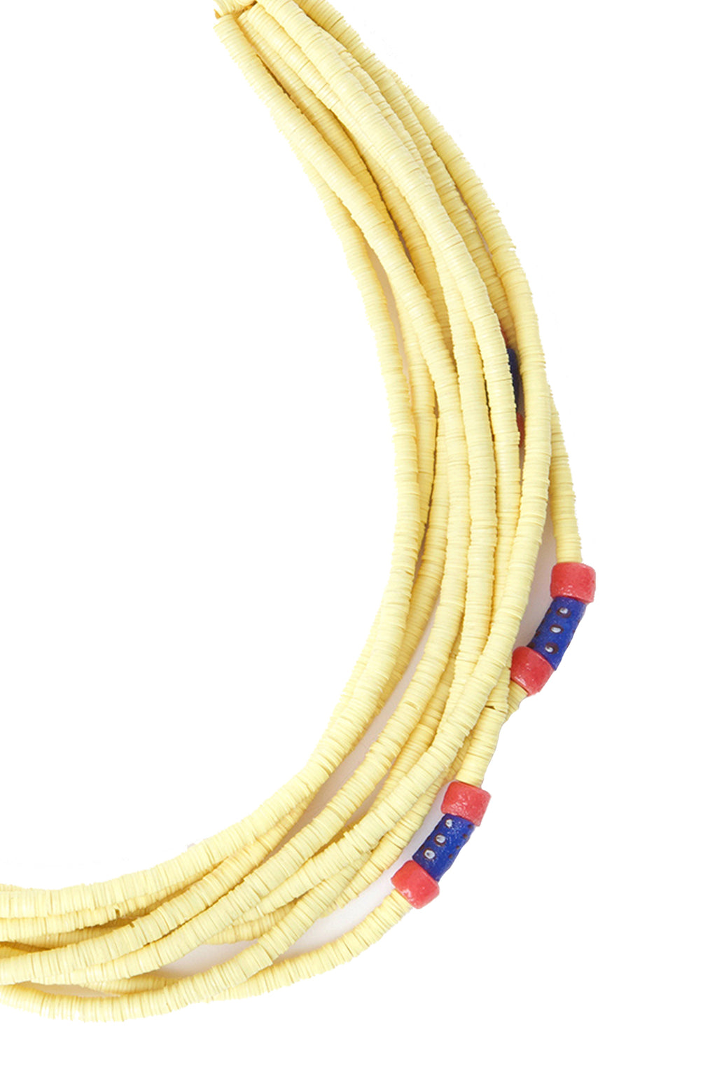 Ghanaian Butter Yellow Phono Disc & Powder Glass Bead Necklace