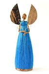 11" Blue Sisal Angel of Light Holiday Sculpture