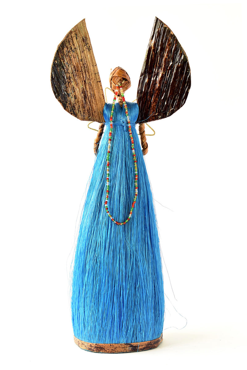11" Blue Sisal Angel of Light Holiday Sculpture