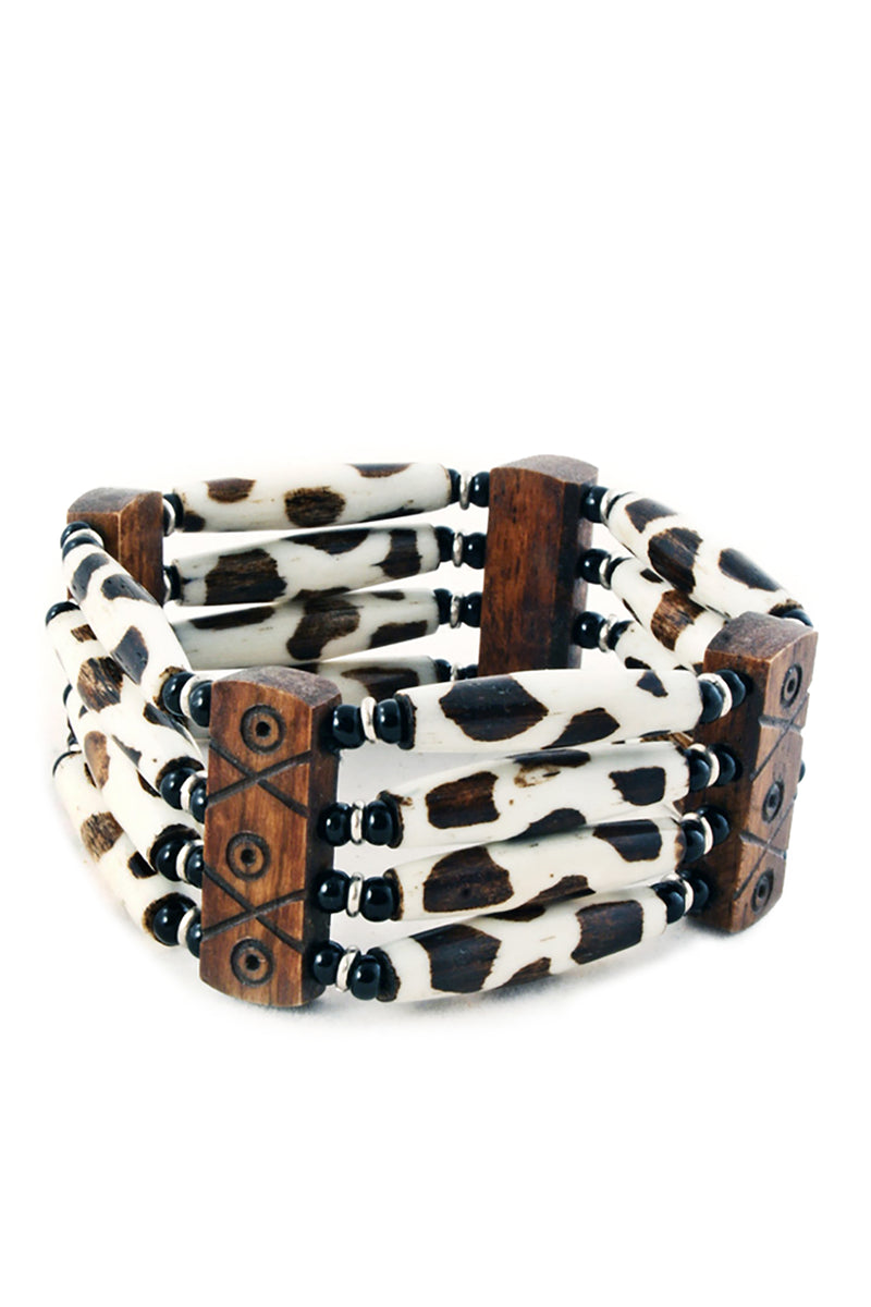 Fancy Batik African Cow Bone Bracelet