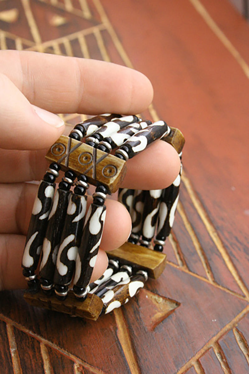 Fancy Batik African Cow Bone Bracelet